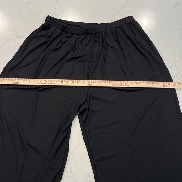 Cider Black Rib Slinky Wide Leg Palazzo Pants 2XL Pull On Elastic Waist Pockets - Picture 6 of 12